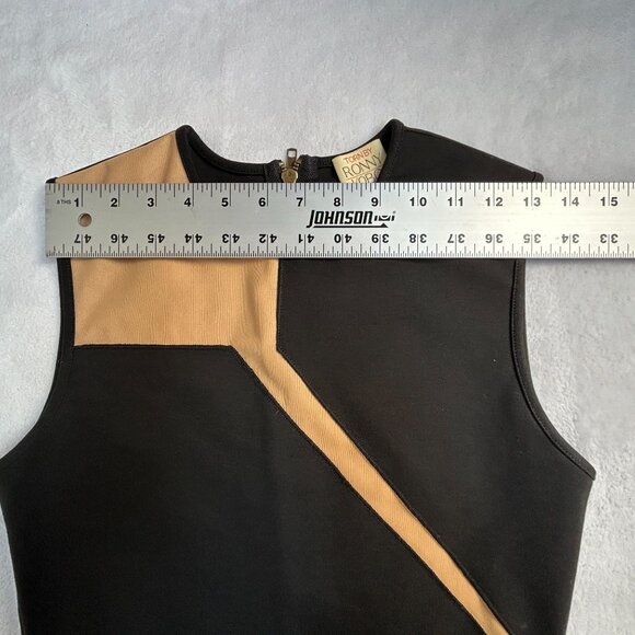 Torn By Ronny Kobo Womens Black & Tan Colorblock Sleeveless Bodycon Dress Medium - Picture 6 of 9